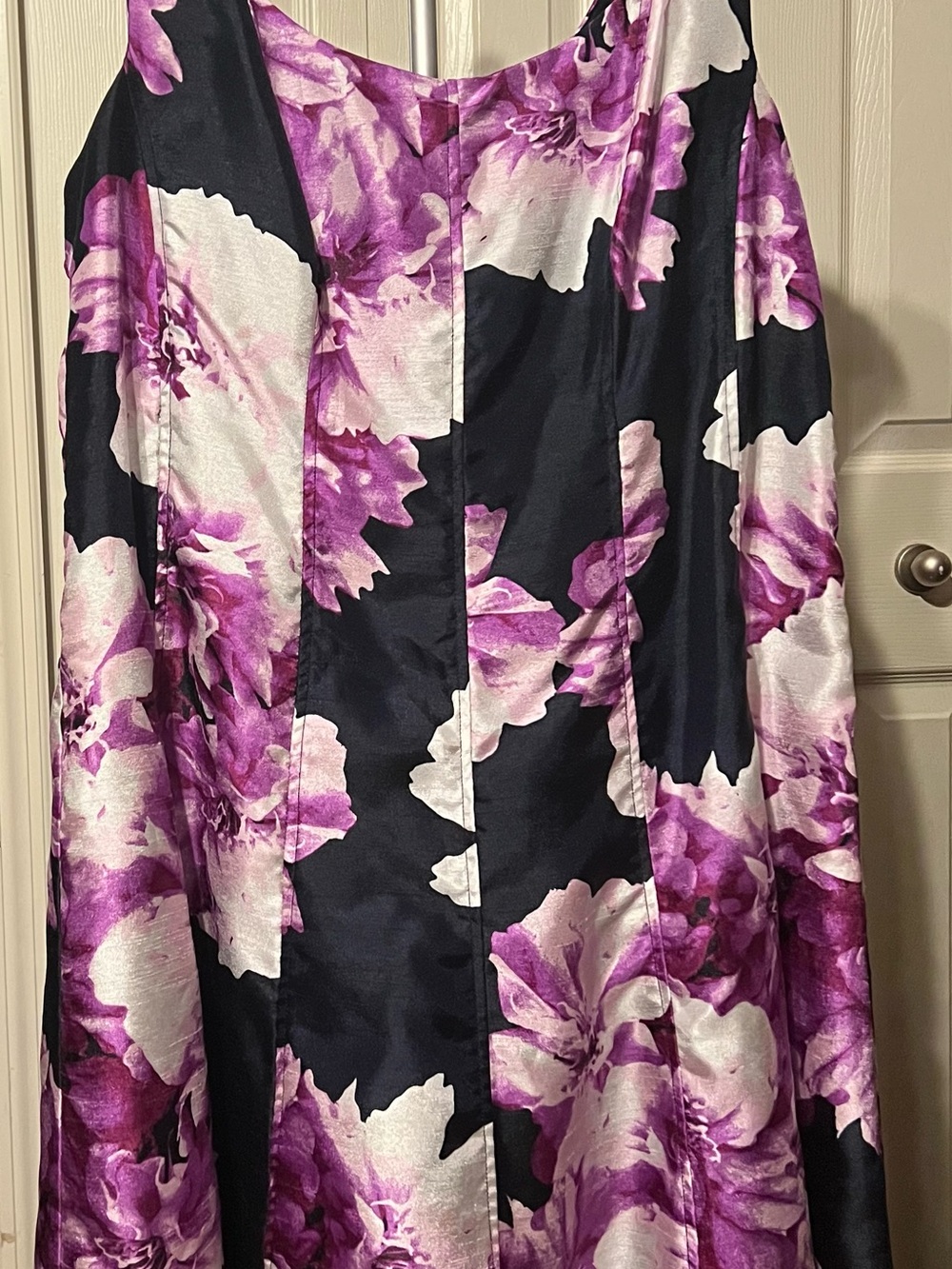 dressbarn Black Dress with Purple and White Floral Print